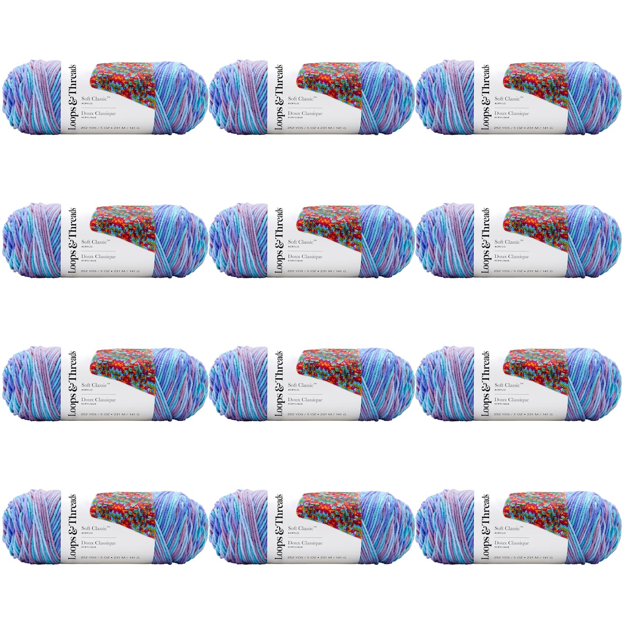 12 Pack: Soft Classic™ Multi Yarn by Loops & Threads®